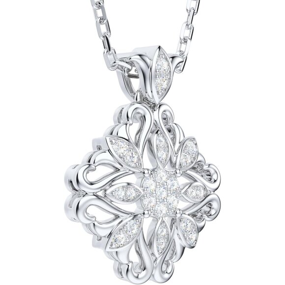 Sterling Silver Moissanite Vintage Clover Pendant Necklace 18-20in Gift for Wome - Picture 3 of 8